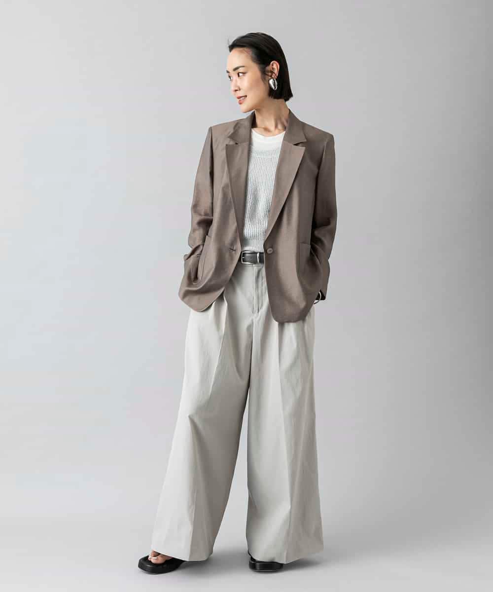 FMLGD22260 MICHEL KLEIN(ミッシェルクラン) 2タックワイドチノパンツ ベージュ