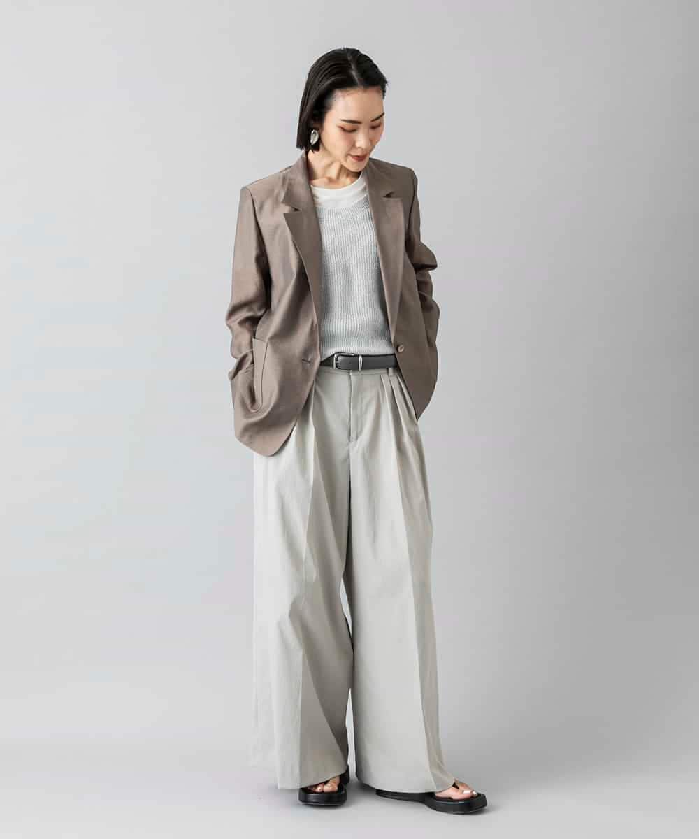 FMLGD22260 MICHEL KLEIN(ミッシェルクラン) 2タックワイドチノパンツ ベージュ