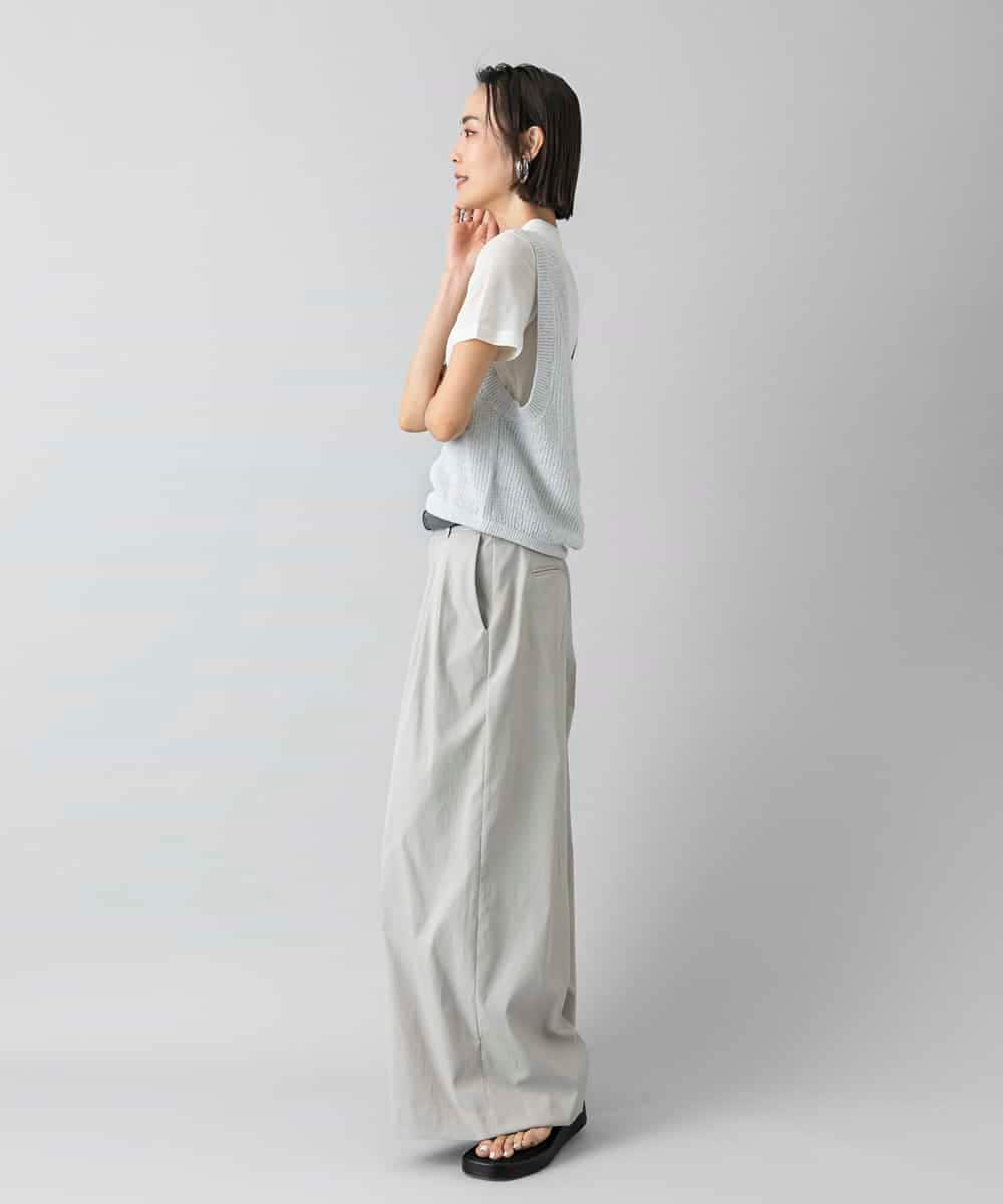 FMLGD22260 MICHEL KLEIN(ミッシェルクラン) 2タックワイドチノパンツ ベージュ