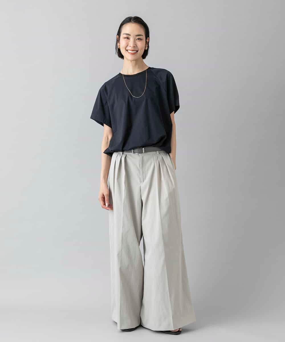 FMLGD22260 MICHEL KLEIN(ミッシェルクラン) 2タックワイドチノパンツ ベージュ