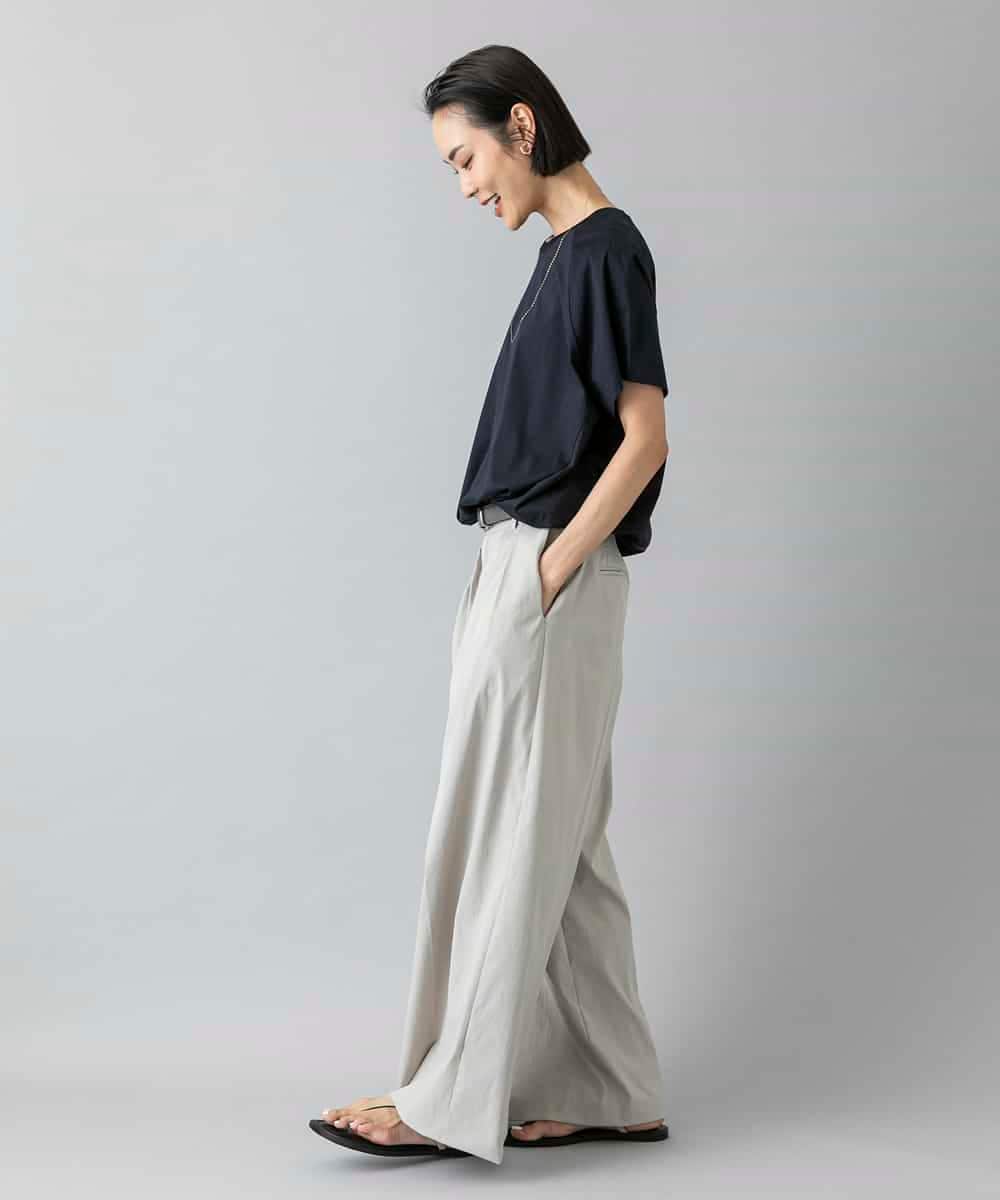 FMLGD22260 MICHEL KLEIN(ミッシェルクラン) 2タックワイドチノパンツ ベージュ