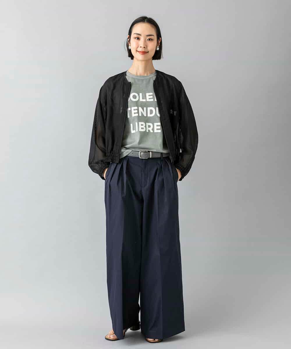 FMLGD22260 MICHEL KLEIN(ミッシェルクラン) 2タックワイドチノパンツ ベージュ