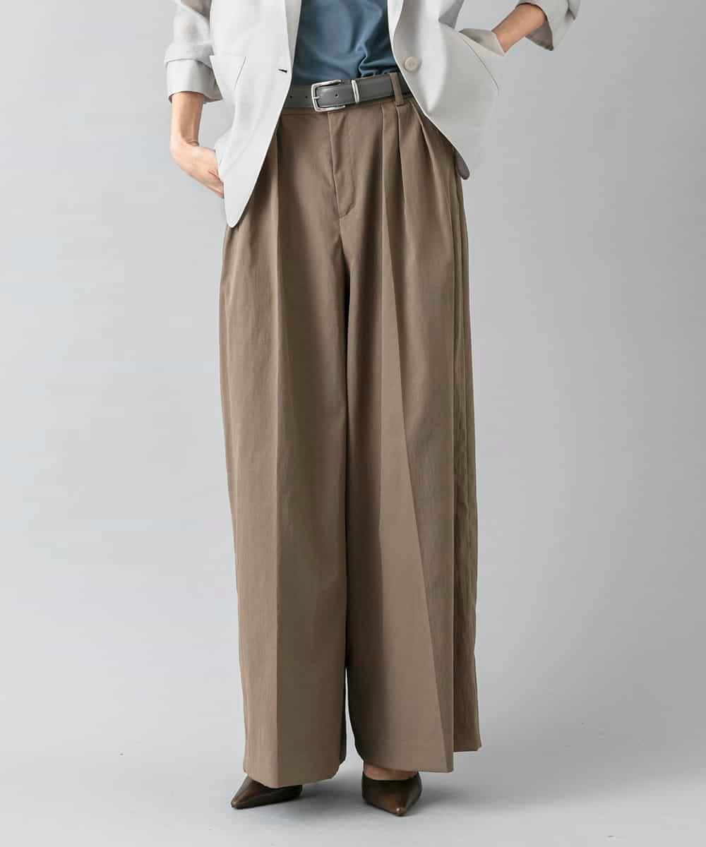 FMLGD22260 MICHEL KLEIN(ミッシェルクラン) 2タックワイドチノパンツ ベージュ