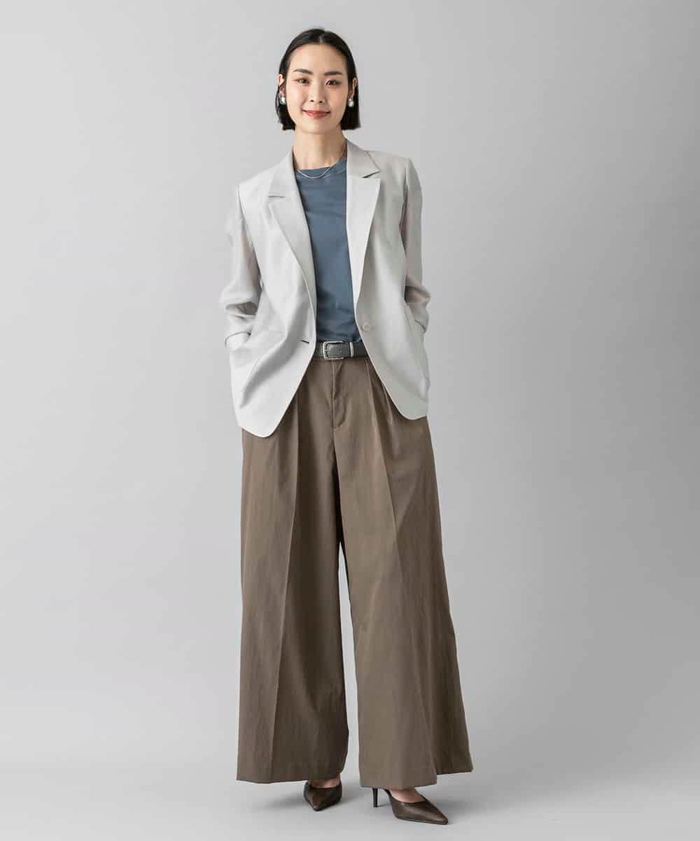 FMLGD22260 MICHEL KLEIN(ミッシェルクラン) 2タックワイドチノパンツ ベージュ