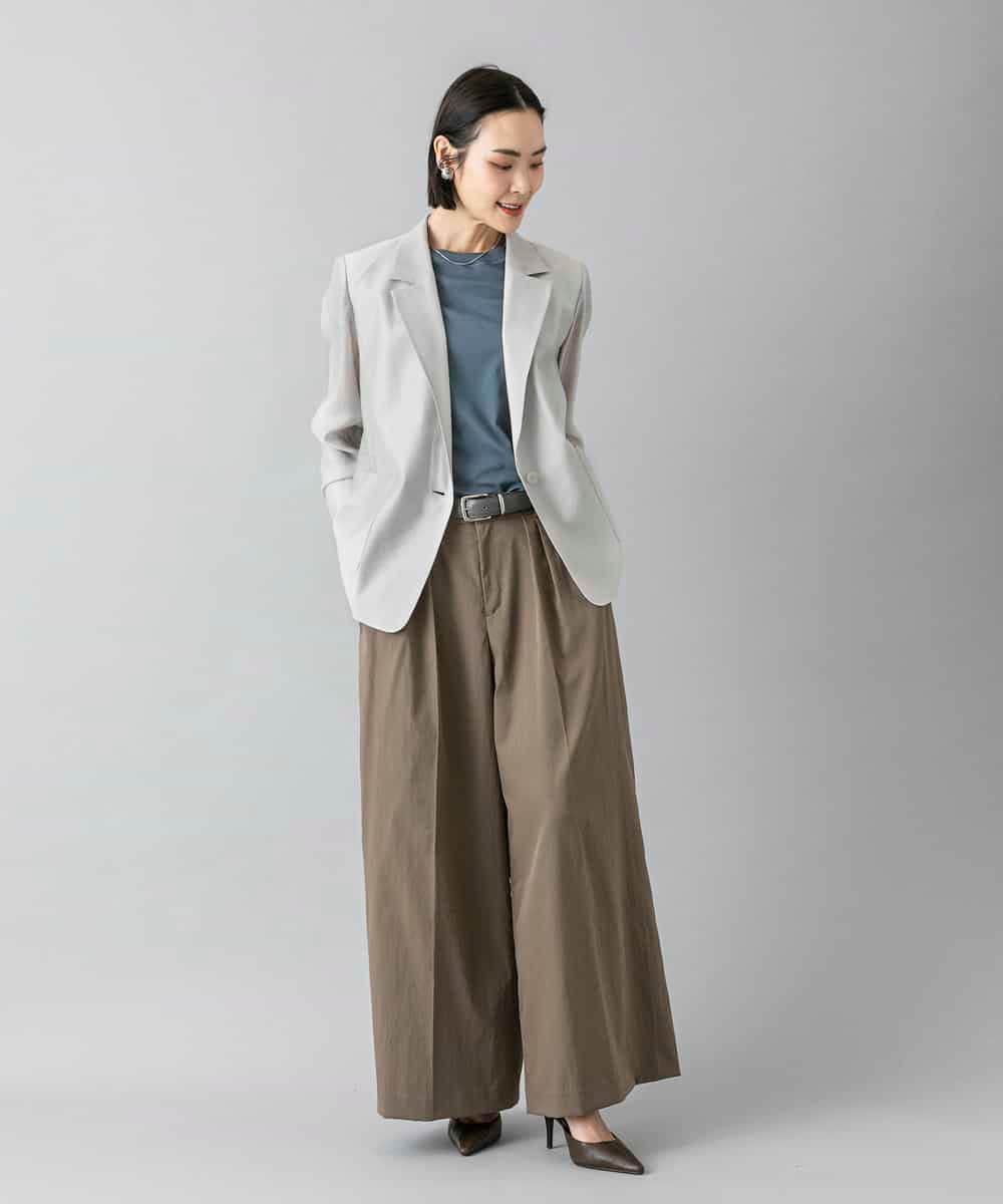 FMLGD22260 MICHEL KLEIN(ミッシェルクラン) 2タックワイドチノパンツ ベージュ