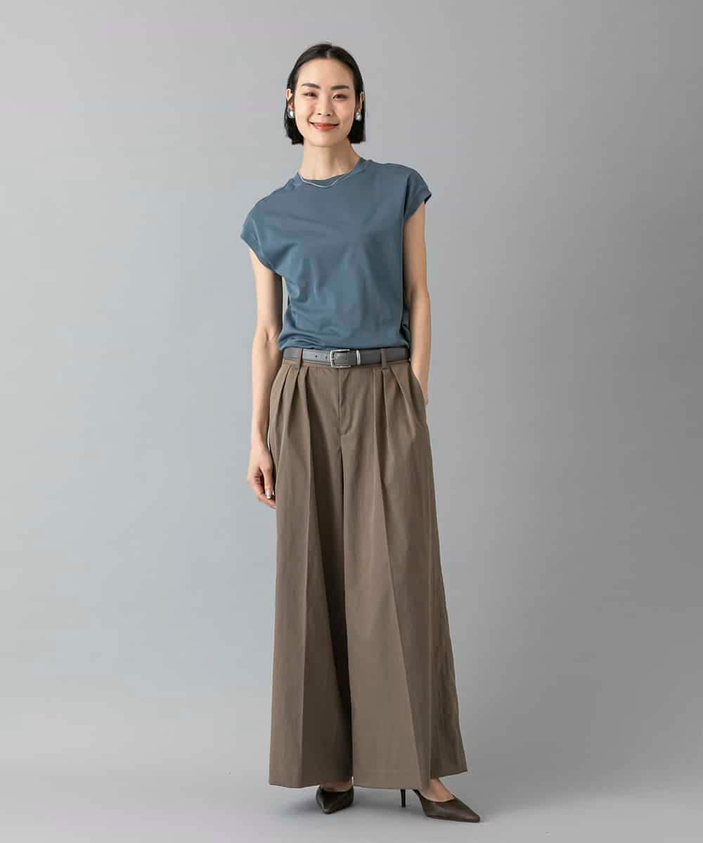 FMLGD22260 MICHEL KLEIN(ミッシェルクラン) 2タックワイドチノパンツ ベージュ