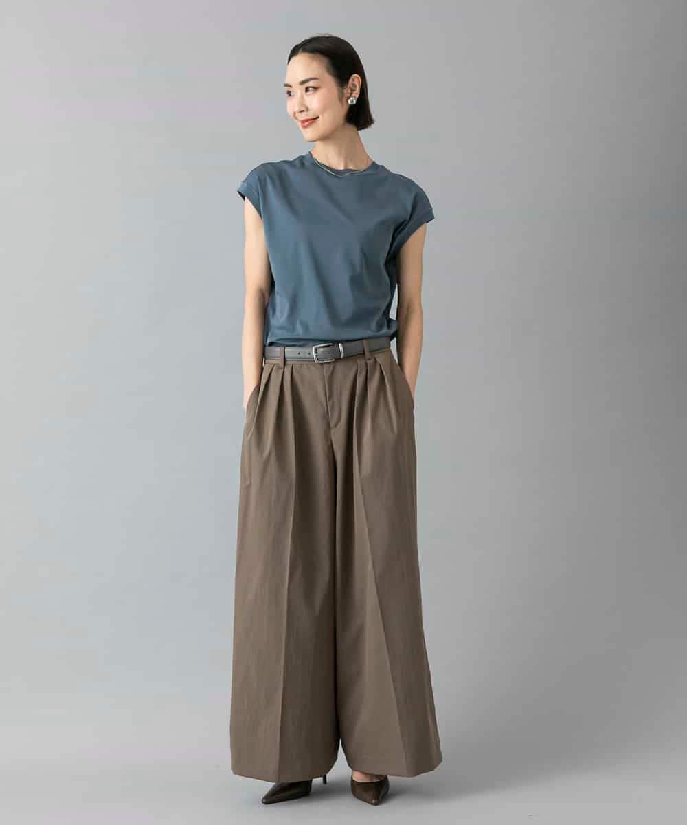 FMLGD22260 MICHEL KLEIN(ミッシェルクラン) 2タックワイドチノパンツ ベージュ
