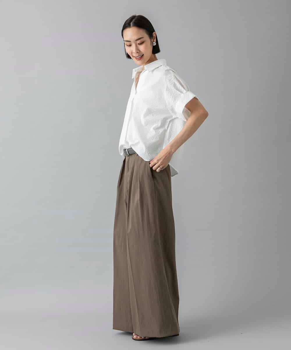 FMLGD22260 MICHEL KLEIN(ミッシェルクラン) 2タックワイドチノパンツ ベージュ
