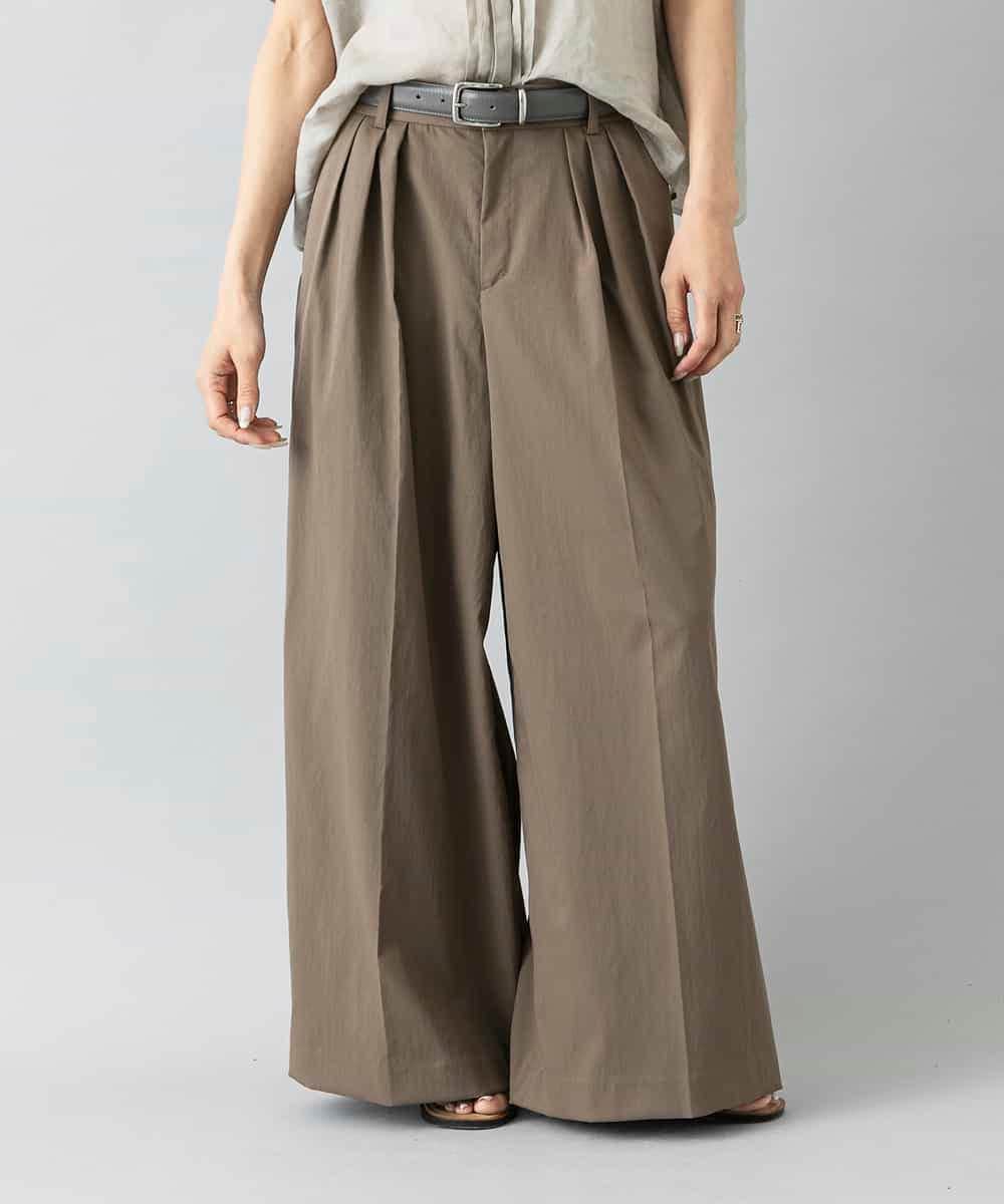 FMLGD22260 MICHEL KLEIN(ミッシェルクラン) 2タックワイドチノパンツ ベージュ