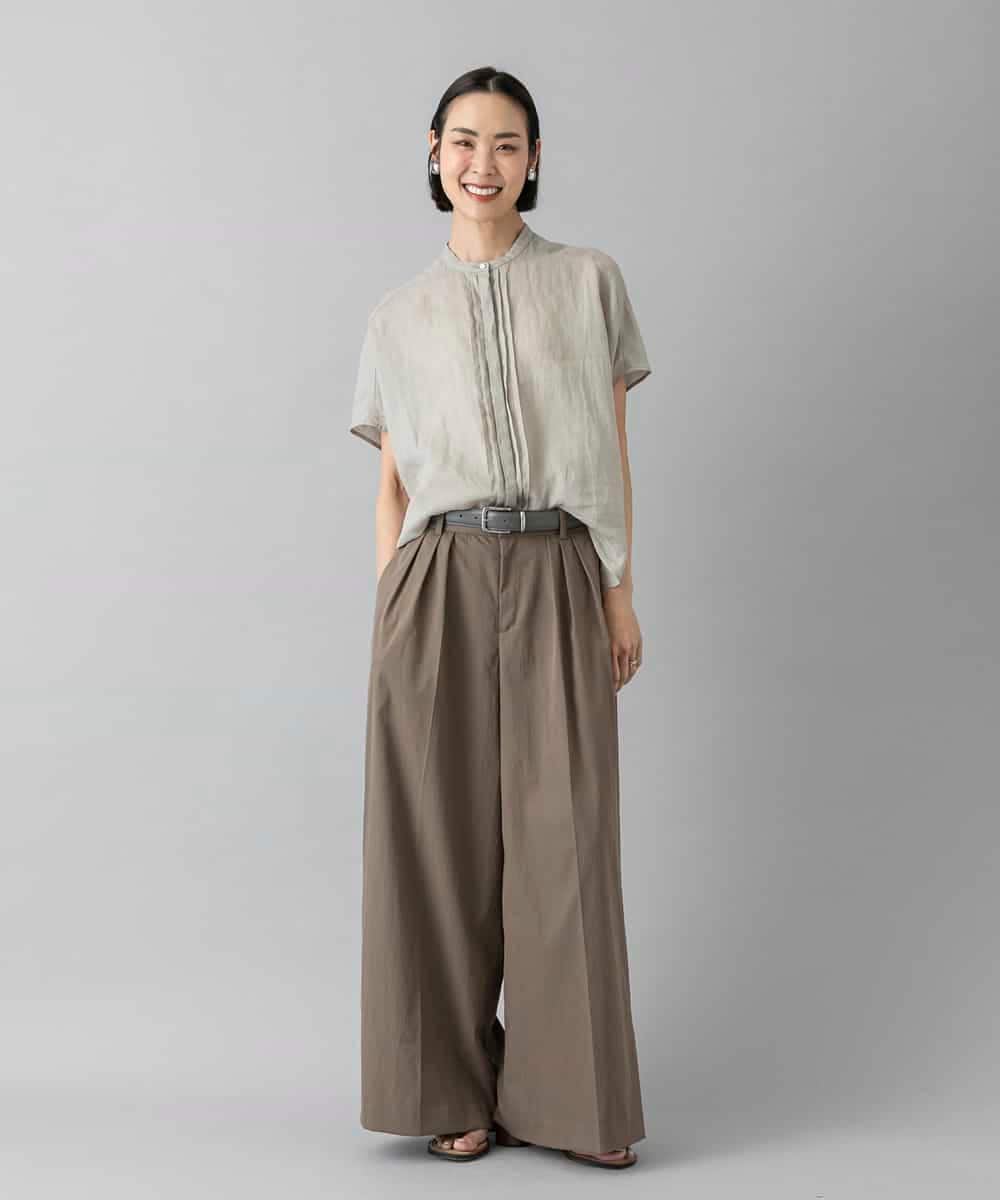 FMLGD22260 MICHEL KLEIN(ミッシェルクラン) 2タックワイドチノパンツ ベージュ