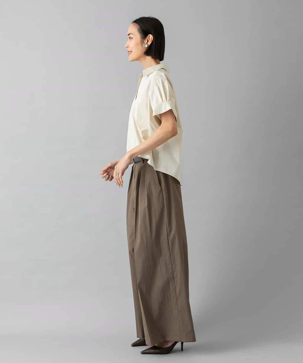 FMLGD22260 MICHEL KLEIN(ミッシェルクラン) 2タックワイドチノパンツ ベージュ