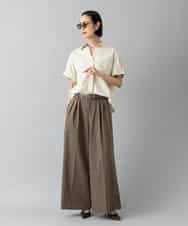 FMLGD22260 MICHEL KLEIN(ミッシェルクラン) 2タックワイドチノパンツ ベージュ