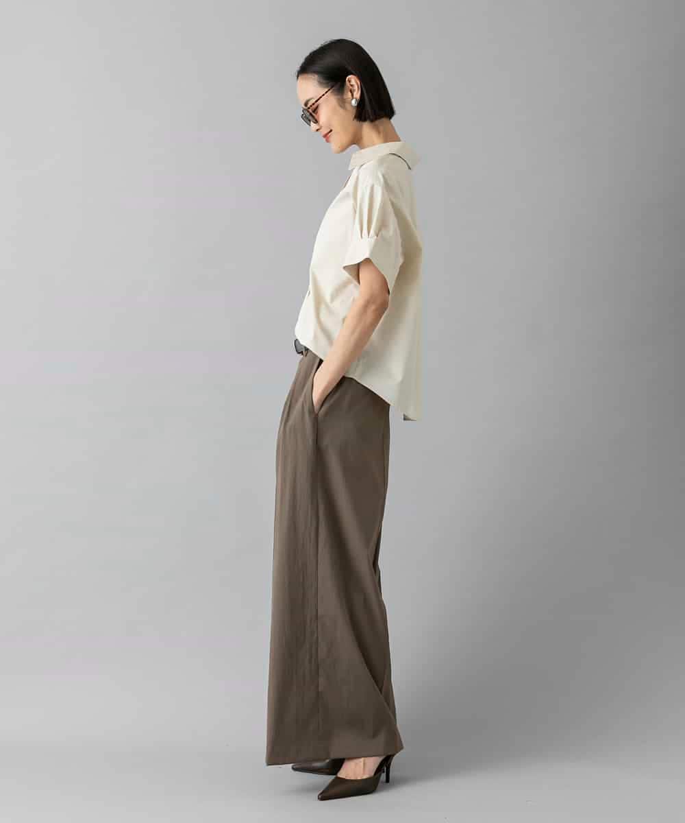 FMLGD22260 MICHEL KLEIN(ミッシェルクラン) 2タックワイドチノパンツ ベージュ