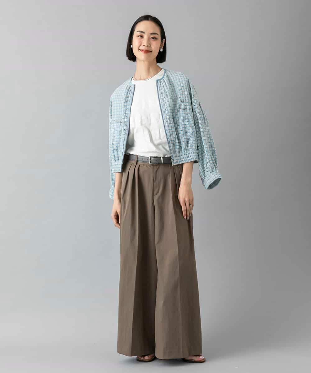 FMLGD22260 MICHEL KLEIN(ミッシェルクラン) 2タックワイドチノパンツ ベージュ