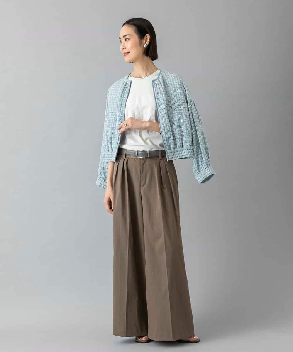 FMLGD22260 MICHEL KLEIN(ミッシェルクラン) 2タックワイドチノパンツ ベージュ
