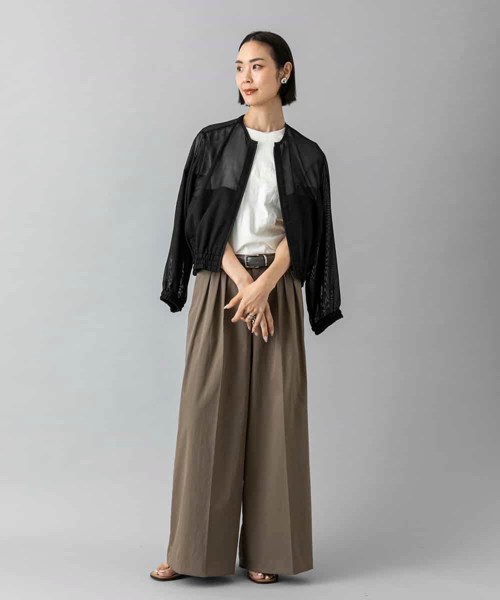 FMLGD22260 MICHEL KLEIN(ミッシェルクラン) 2タックワイドチノパンツ ベージュ