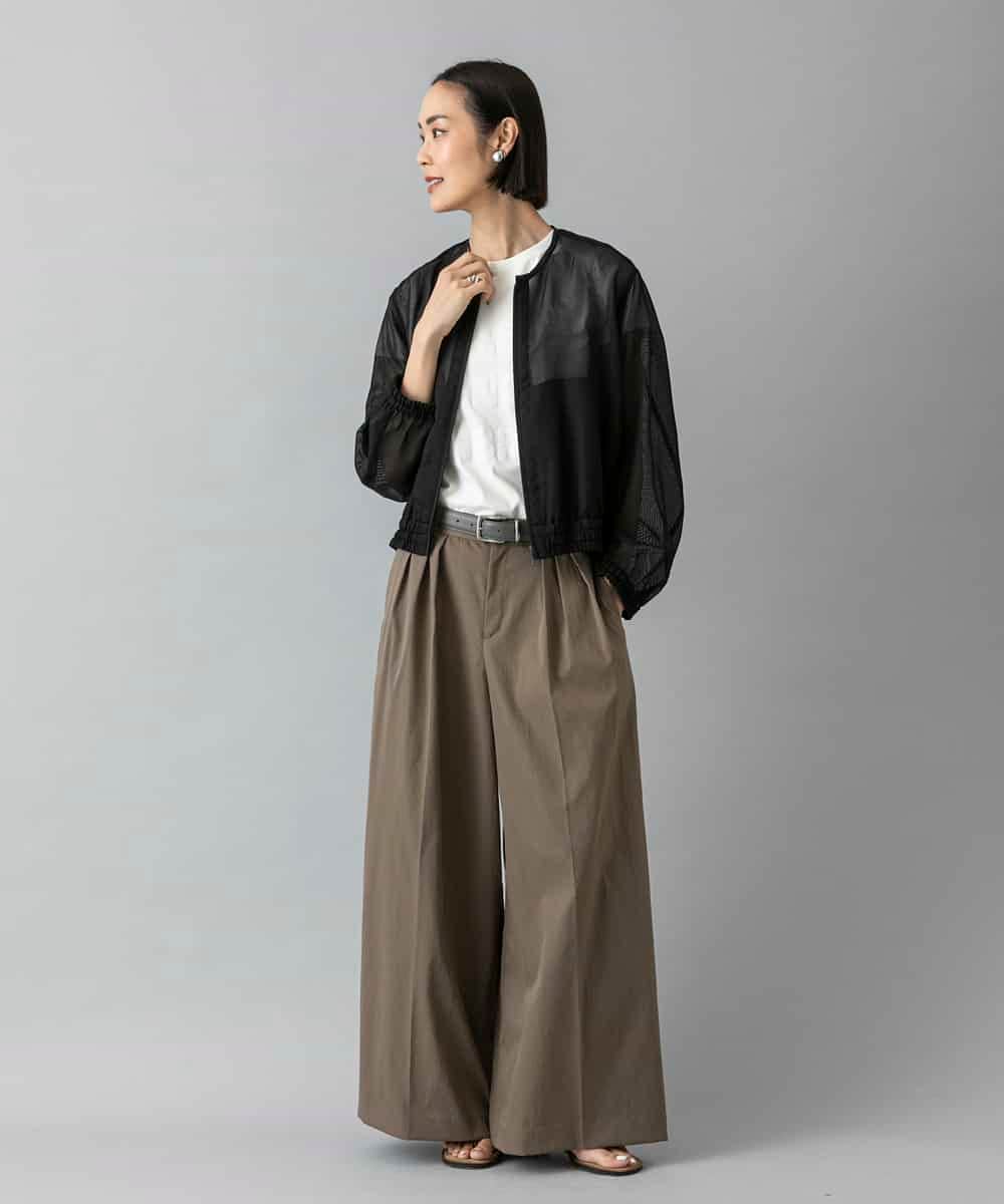 FMLGD22260 MICHEL KLEIN(ミッシェルクラン) 2タックワイドチノパンツ ベージュ