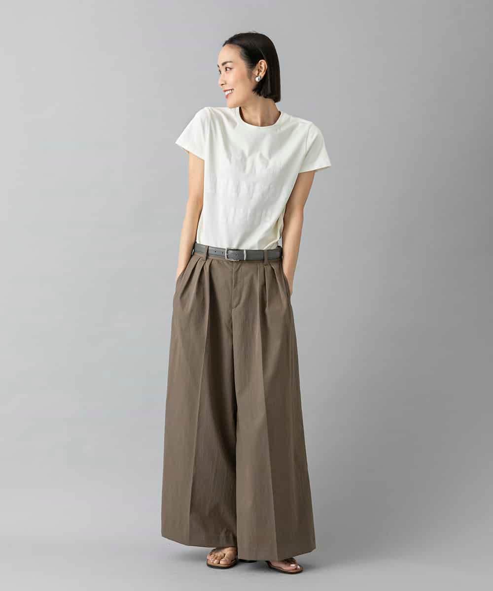 FMLGD22260 MICHEL KLEIN(ミッシェルクラン) 2タックワイドチノパンツ ベージュ