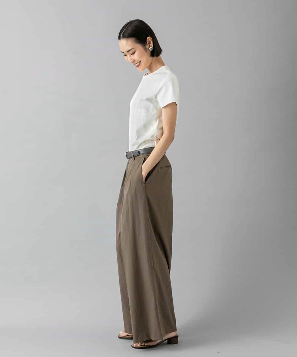 FMLGD22260 MICHEL KLEIN(ミッシェルクラン) 2タックワイドチノパンツ ベージュ