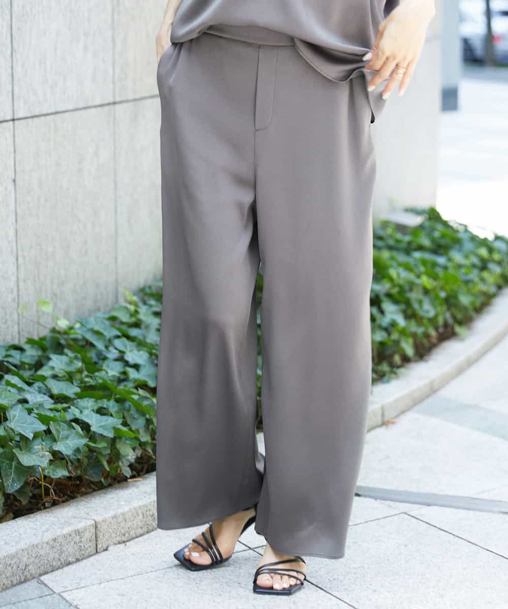 FMLHD02210 MICHEL KLEIN(ミッシェルクラン) [セットアップ対応]サテンワイドパンツ ベージュ