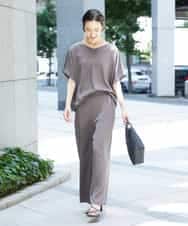 FMLHD02210 MICHEL KLEIN(ミッシェルクラン) [セットアップ対応]サテンワイドパンツ ベージュ