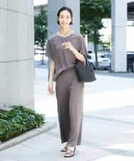 FMLHD02210 MICHEL KLEIN(ミッシェルクラン) [セットアップ対応]サテンワイドパンツ ベージュ