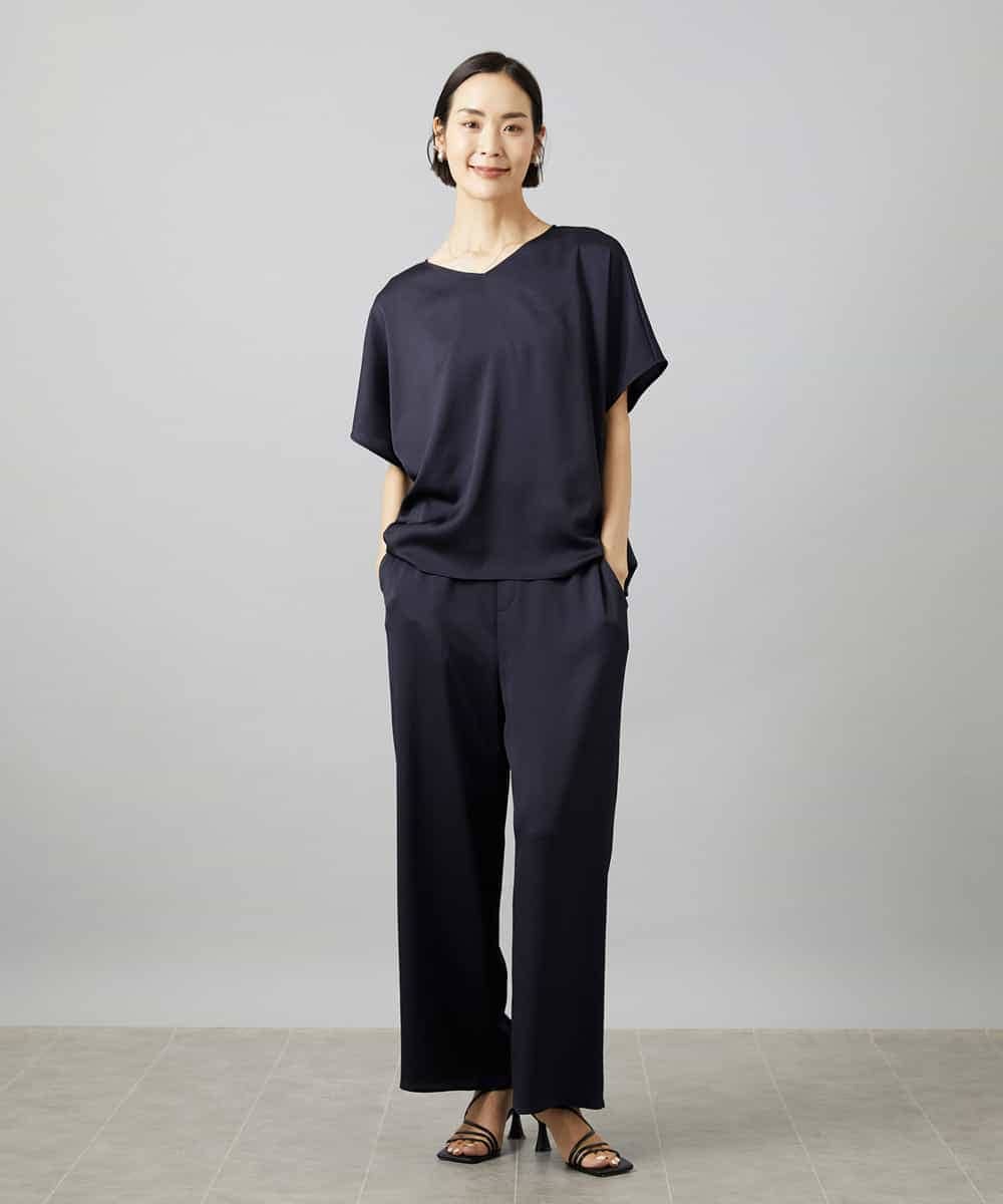 FMLHD02210 MICHEL KLEIN(ミッシェルクラン) [セットアップ対応]サテンワイドパンツ ベージュ