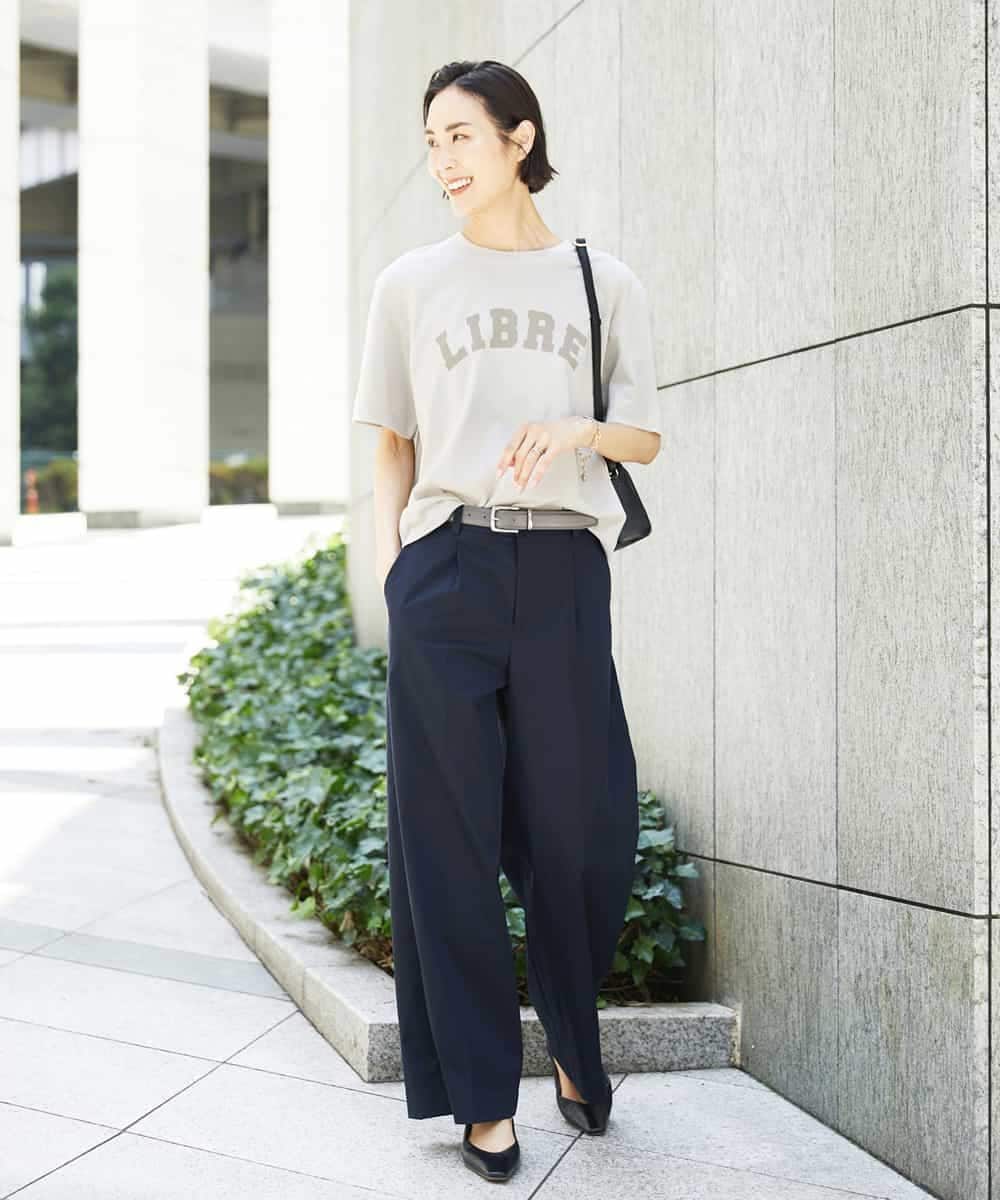 FMLHD03240 MICHEL KLEIN(ミッシェルクラン) ワンタックワイドパンツ ネイビー