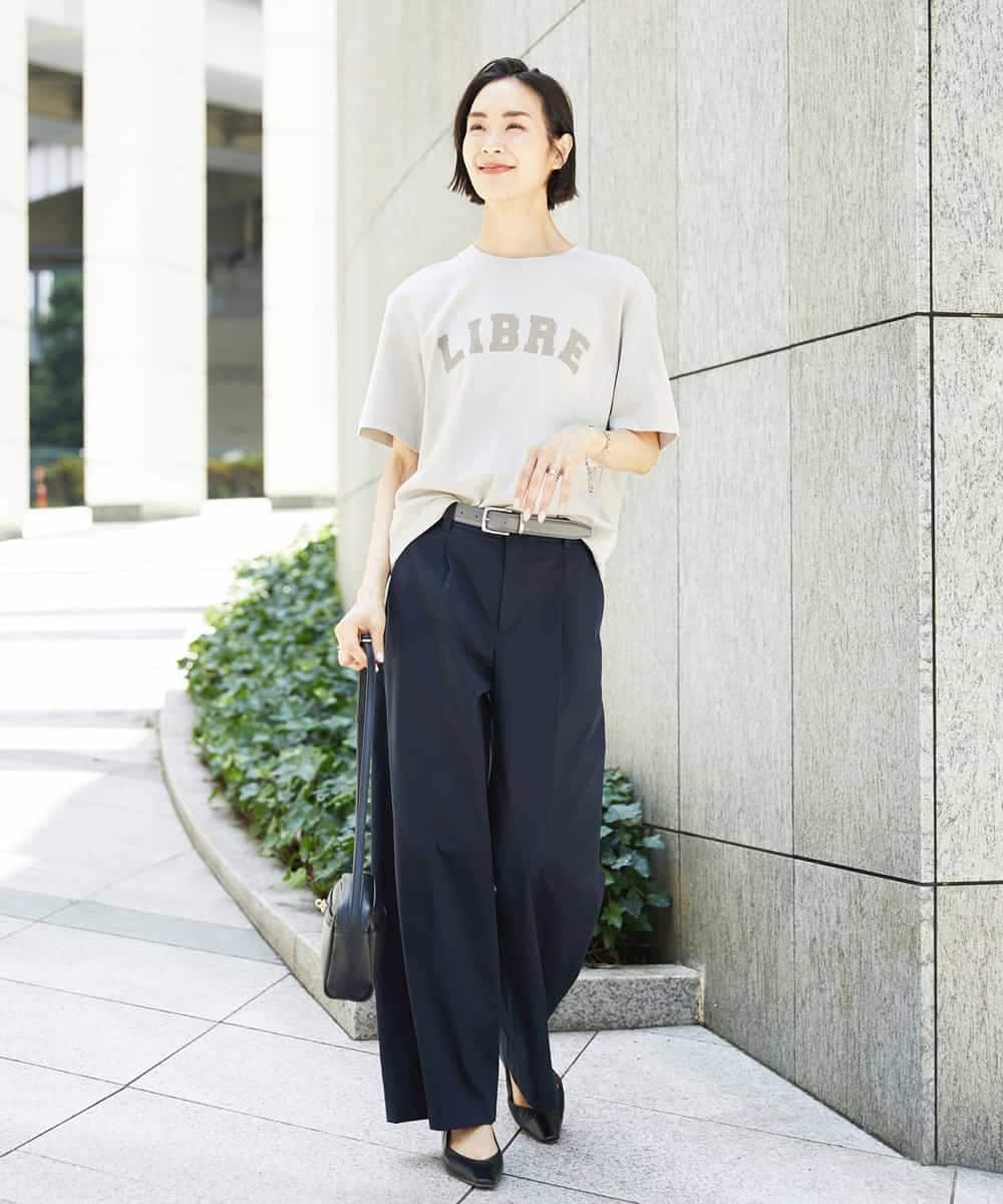 FMLHD03240 MICHEL KLEIN(ミッシェルクラン) ワンタックワイドパンツ ネイビー