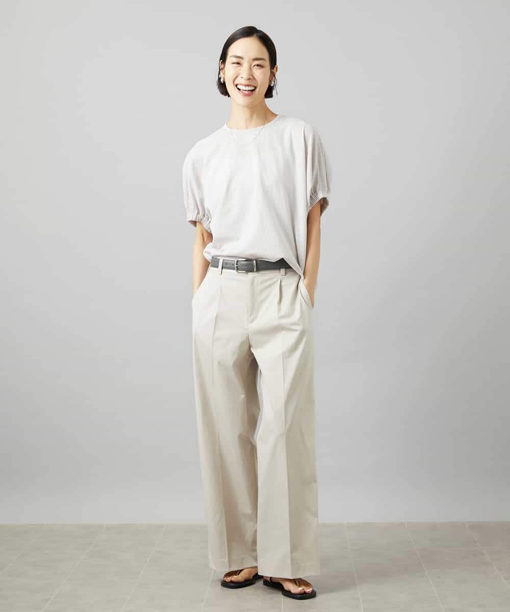 FMLHD03240 MICHEL KLEIN(ミッシェルクラン) ワンタックワイドパンツ ネイビー