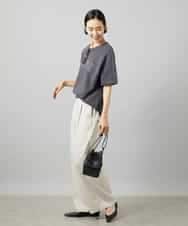 FMLHD03240 MICHEL KLEIN(ミッシェルクラン) ワンタックワイドパンツ ネイビー