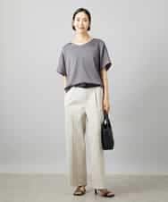 FMLHD03240 MICHEL KLEIN(ミッシェルクラン) ワンタックワイドパンツ ネイビー