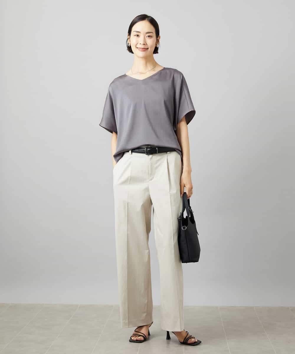 FMLHD03240 MICHEL KLEIN(ミッシェルクラン) ワンタックワイドパンツ ネイビー