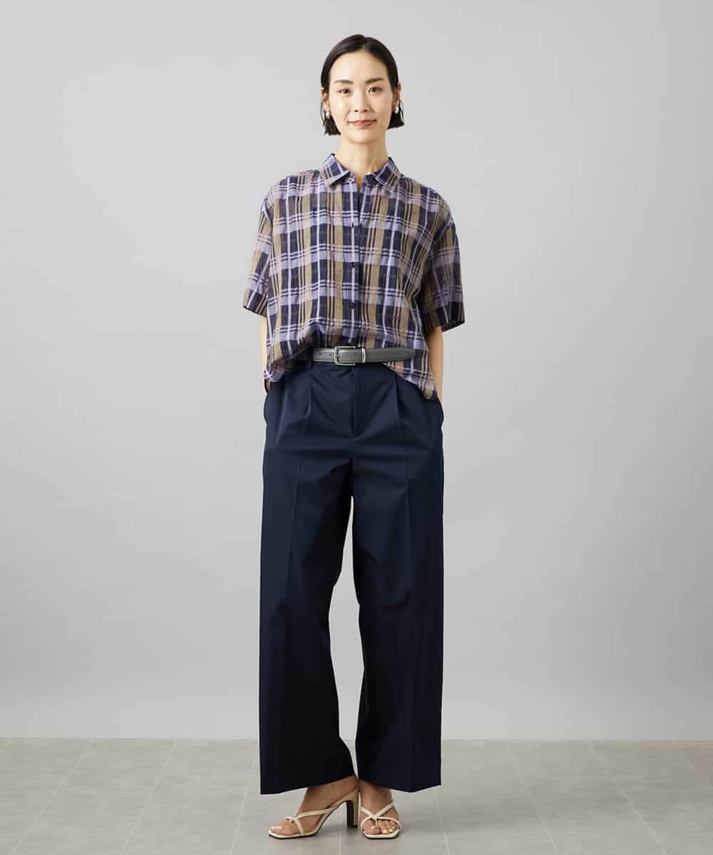 FMLHD03240 MICHEL KLEIN(ミッシェルクラン) ワンタックワイドパンツ ネイビー