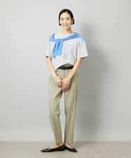 FMLHD08250 MICHEL KLEIN(ミッシェルクラン) リネンストレッチ テーパードパンツ ブラウン