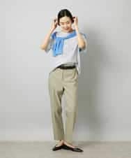 FMLHD08250 MICHEL KLEIN(ミッシェルクラン) リネンストレッチ テーパードパンツ ブラウン