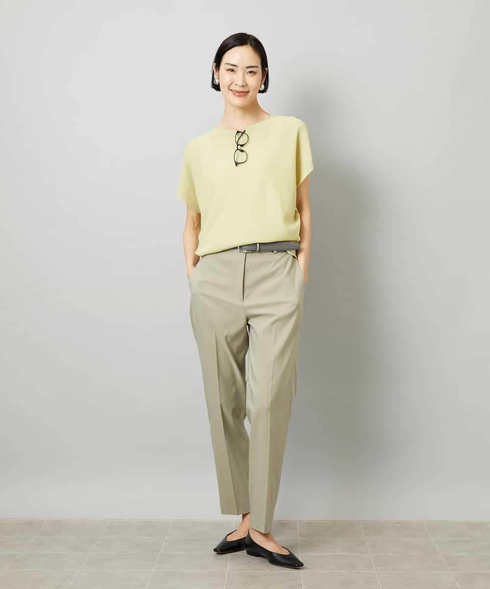 FMLHD08250 MICHEL KLEIN(ミッシェルクラン) リネンストレッチ テーパードパンツ ブラウン