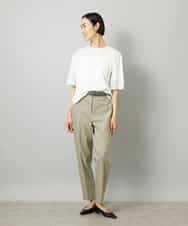 FMLHD08250 MICHEL KLEIN(ミッシェルクラン) リネンストレッチ テーパードパンツ ブラウン