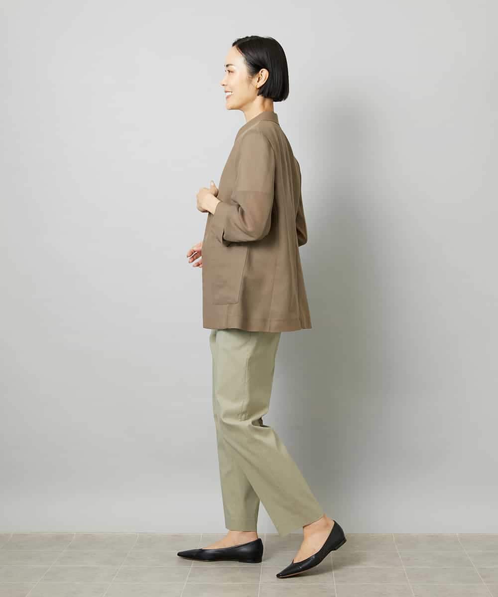 FMLHD08250 MICHEL KLEIN(ミッシェルクラン) リネンストレッチ テーパードパンツ ブラウン