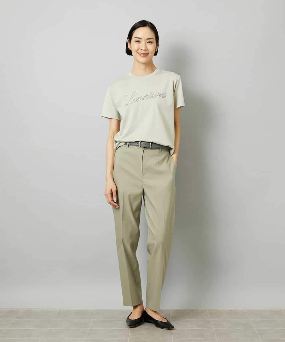 FMLHD08250 MICHEL KLEIN(ミッシェルクラン) リネンストレッチ テーパードパンツ ブラウン