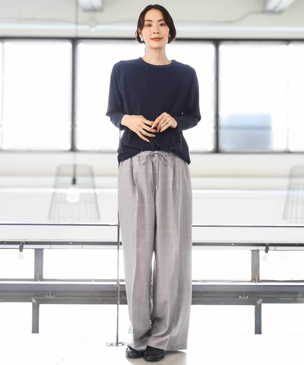 FMLJD01300 MICHEL KLEIN(ミッシェルクラン) [セットアップ対応]ラメチェックワイドパンツ ベージュ
