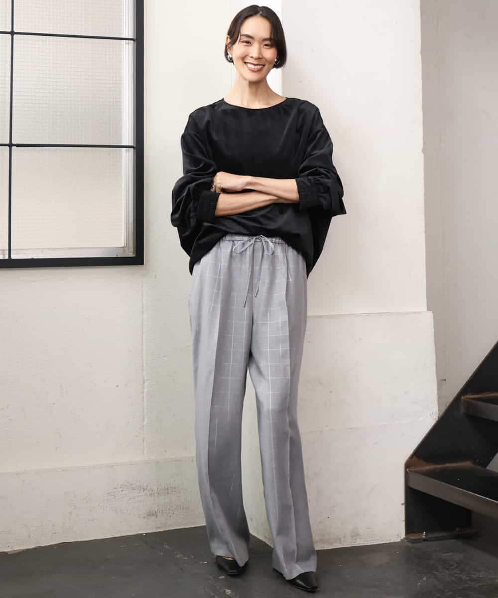 FMLJD01300 MICHEL KLEIN(ミッシェルクラン) [セットアップ対応]ラメチェックワイドパンツ ベージュ