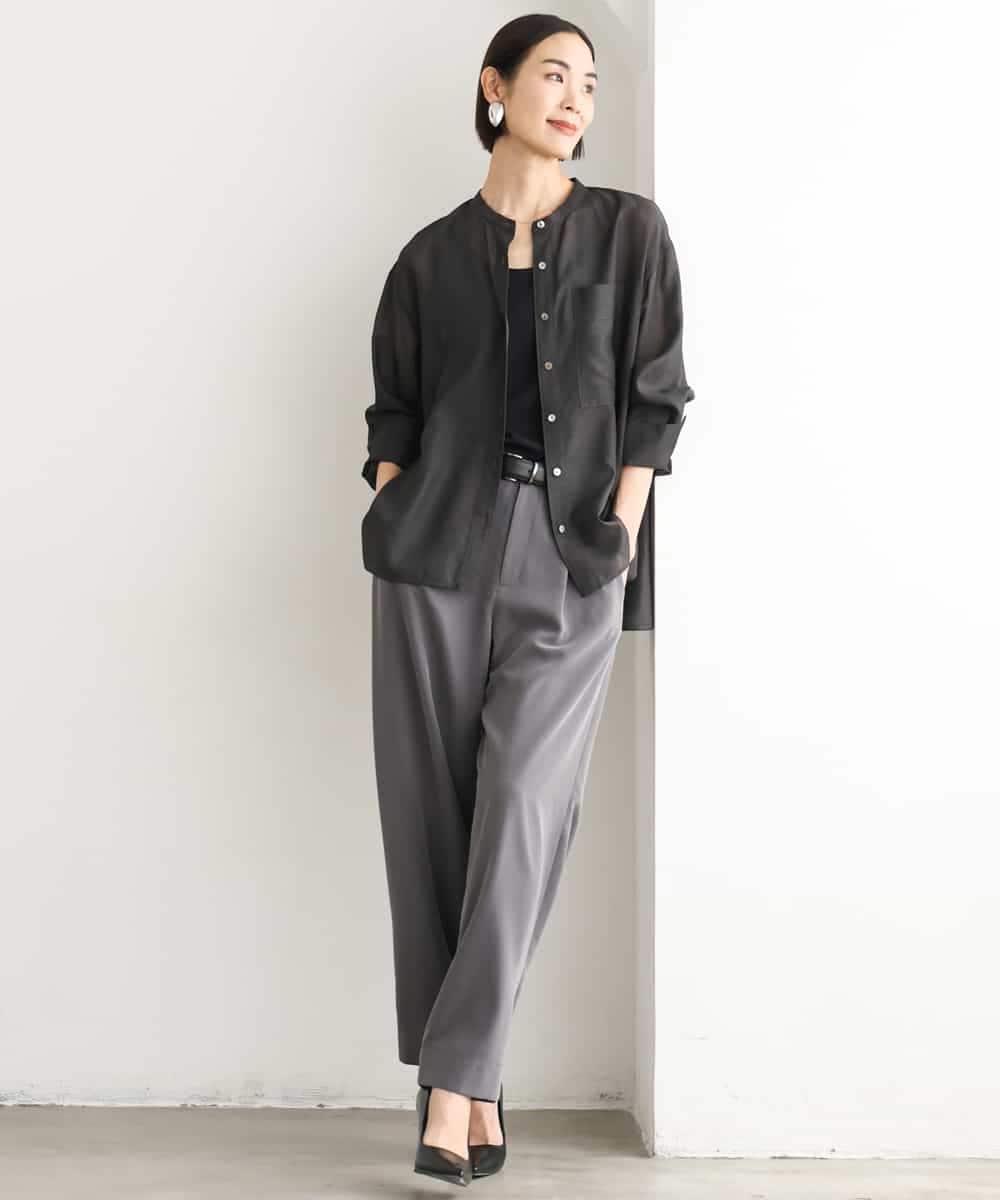 FMLJD02240 MICHEL KLEIN(ミッシェルクラン) [2WAY]ピーチタッチワイドパンツ ダークグレー