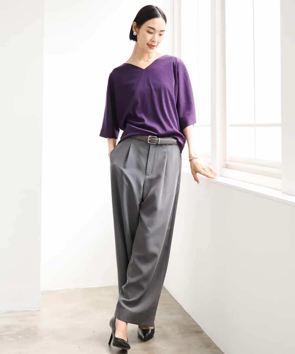 FMLJD02240 MICHEL KLEIN(ミッシェルクラン) [2WAY]ピーチタッチワイドパンツ ダークグレー