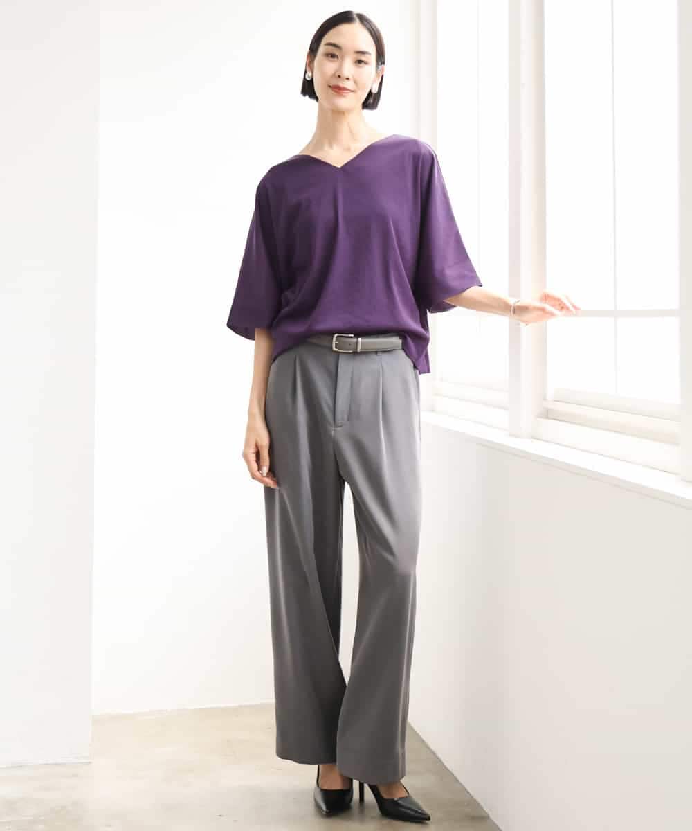 FMLJD02240 MICHEL KLEIN(ミッシェルクラン) [2WAY]ピーチタッチワイドパンツ ダークグレー