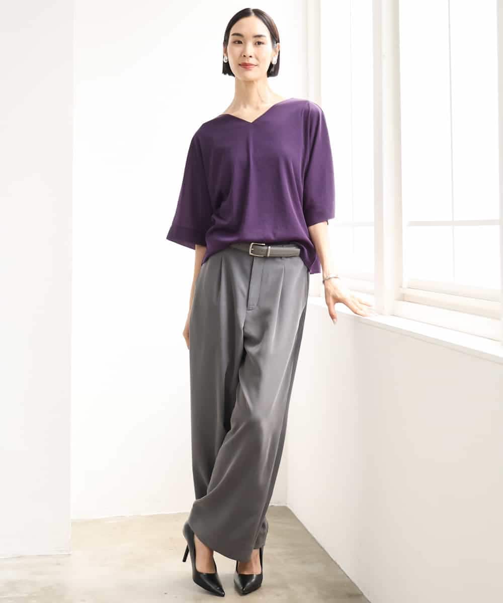 FMLJD02240 MICHEL KLEIN(ミッシェルクラン) [2WAY]ピーチタッチワイドパンツ ダークグレー