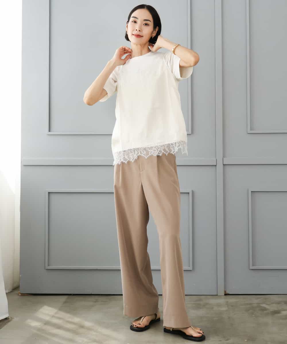 FMLJD02240 MICHEL KLEIN(ミッシェルクラン) [2WAY]ピーチタッチワイドパンツ ダークグレー