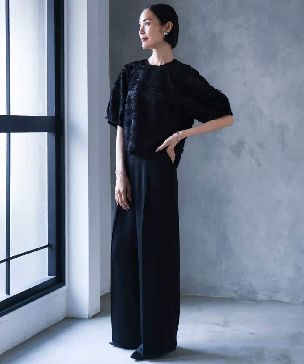FMLJD03230 MICHEL KLEIN(ミッシェルクラン) [セットアップ対応]センタープレスワイドパンツ ブラック