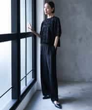 FMLJD03230 MICHEL KLEIN(ミッシェルクラン) [セットアップ対応]センタープレスワイドパンツ ブラック