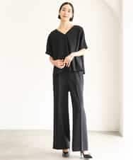 FMLJD03230 MICHEL KLEIN(ミッシェルクラン) [セットアップ対応]センタープレスワイドパンツ ブラック